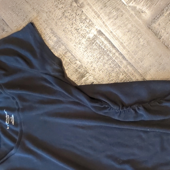 Liz Lange Maternity Short Sleeve Black Dress, scoop neck, ruched siding - Picture 3 of 3